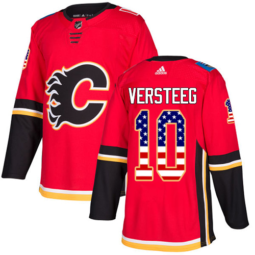 Herren Calgary Flames Eishockey Trikot Kris Versteeg #10 Authentic Rot USA Flag Fashion